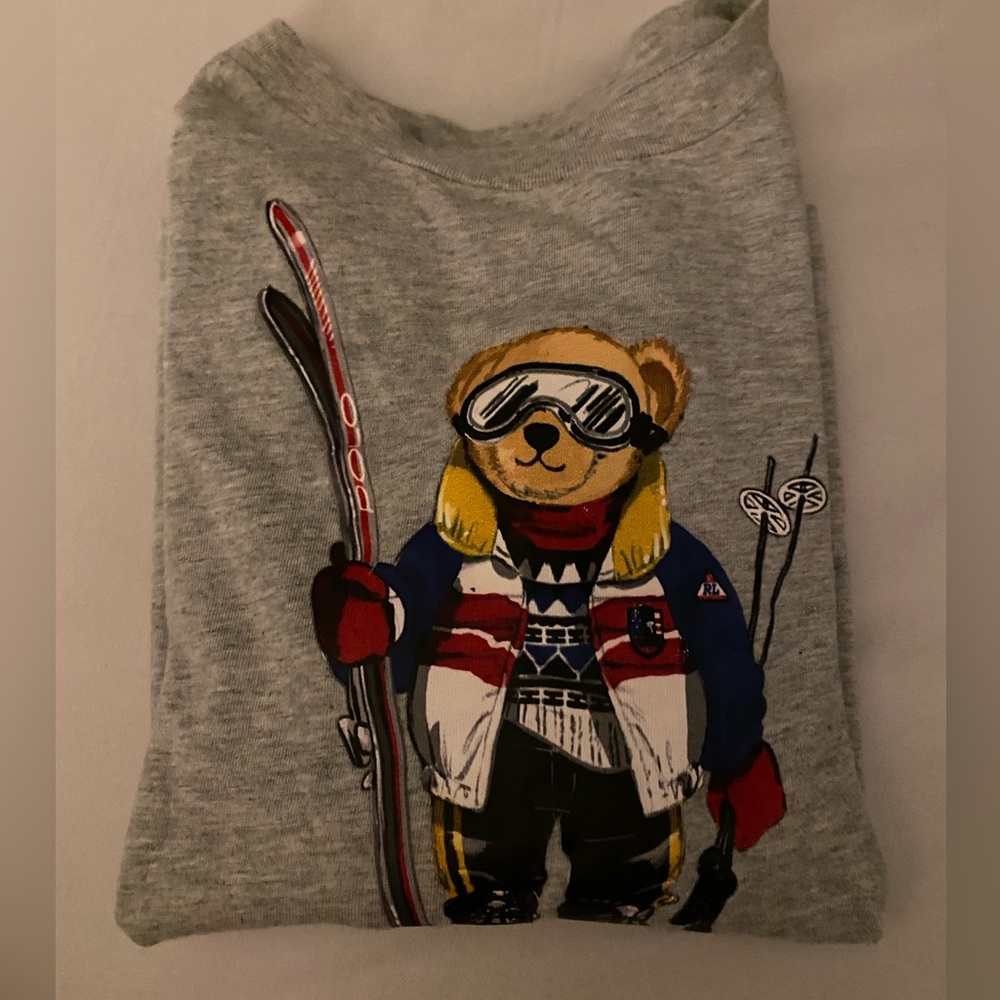 POLO/RALP LAUREN Gray Kids' Ski Polar Bear Graphic Shirt